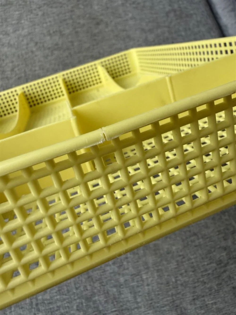 Vintage Yellow Plastic Mesh Silverware Tray Flatware Utensil Holder Mcm